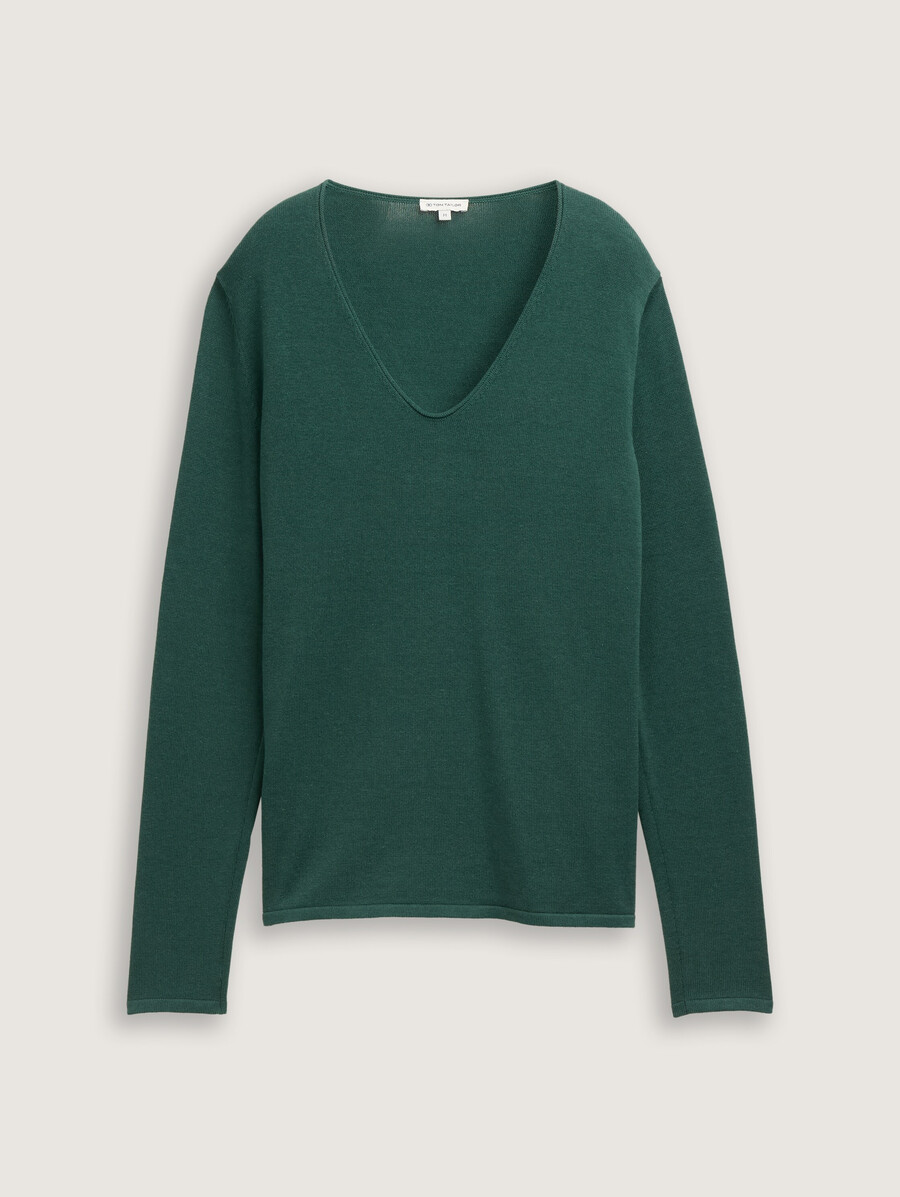 maglione lavorato a maglia con scollo a v
