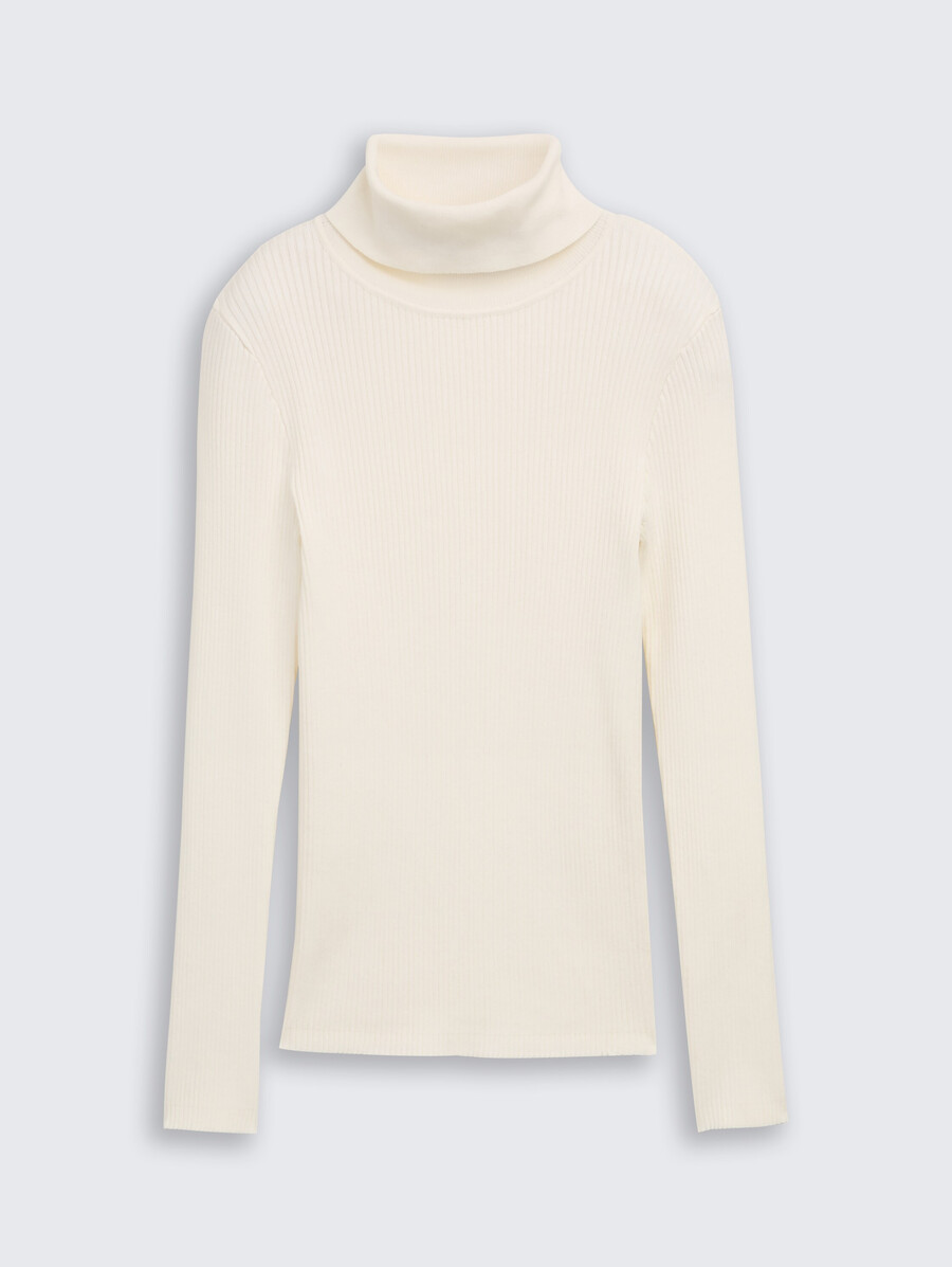 maglione a collo alto a coste