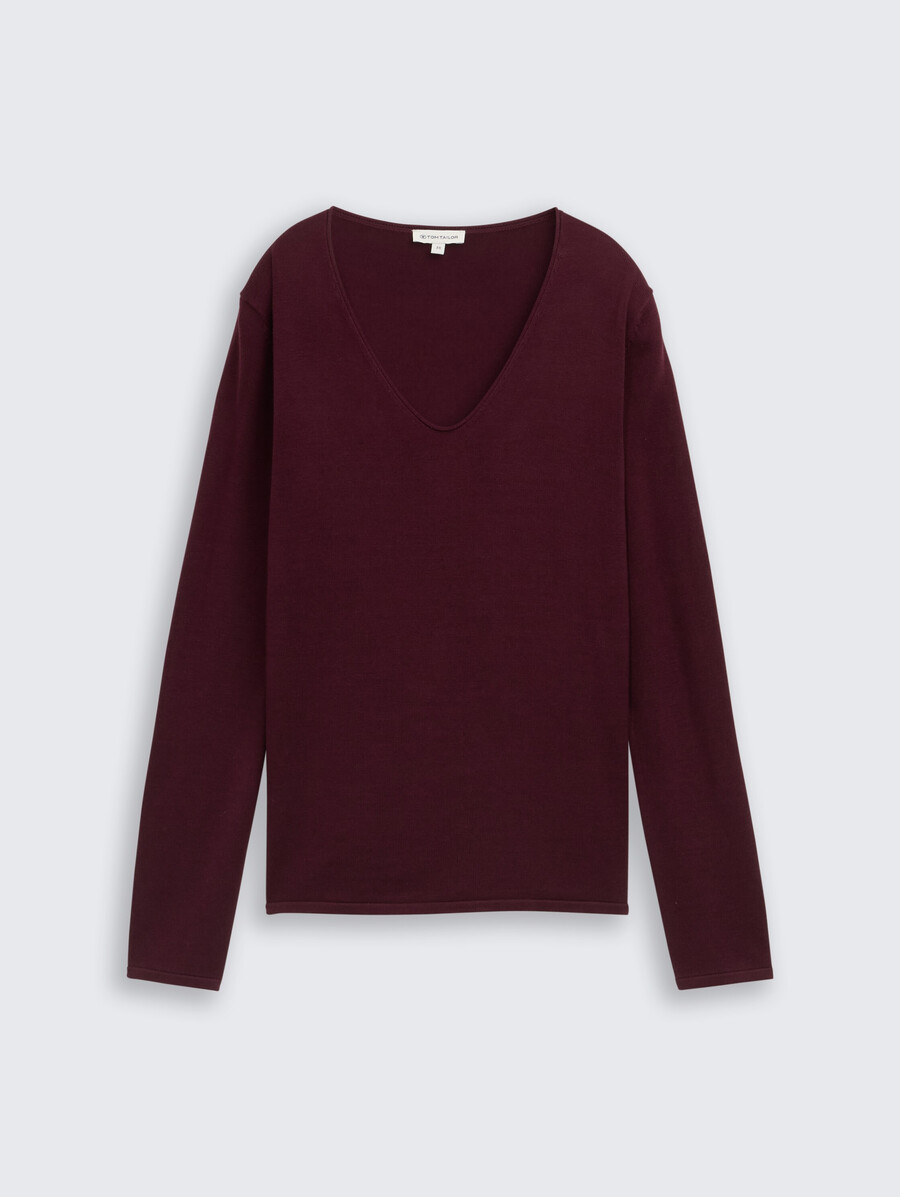 maglione lavorato a maglia con scollo a v