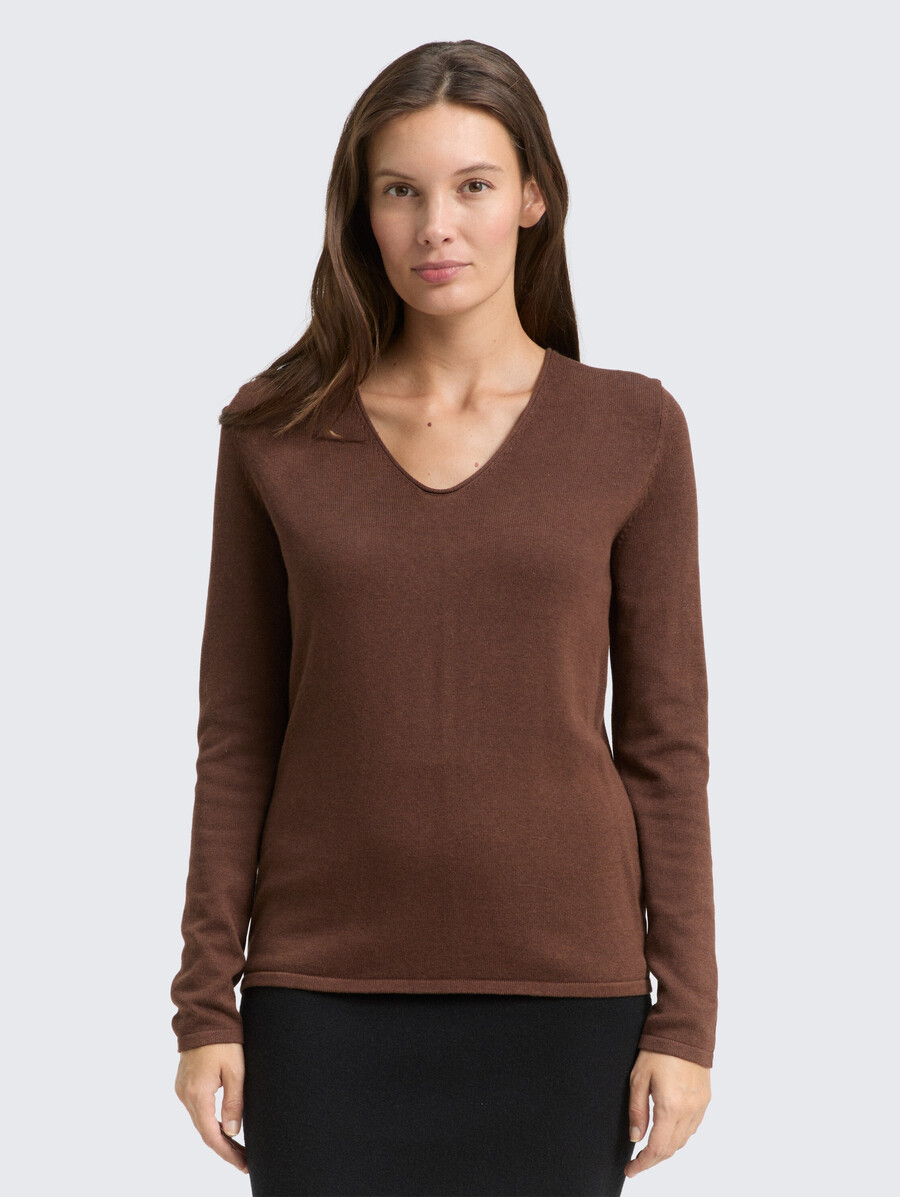 maglione lavorato a maglia con scollo a v