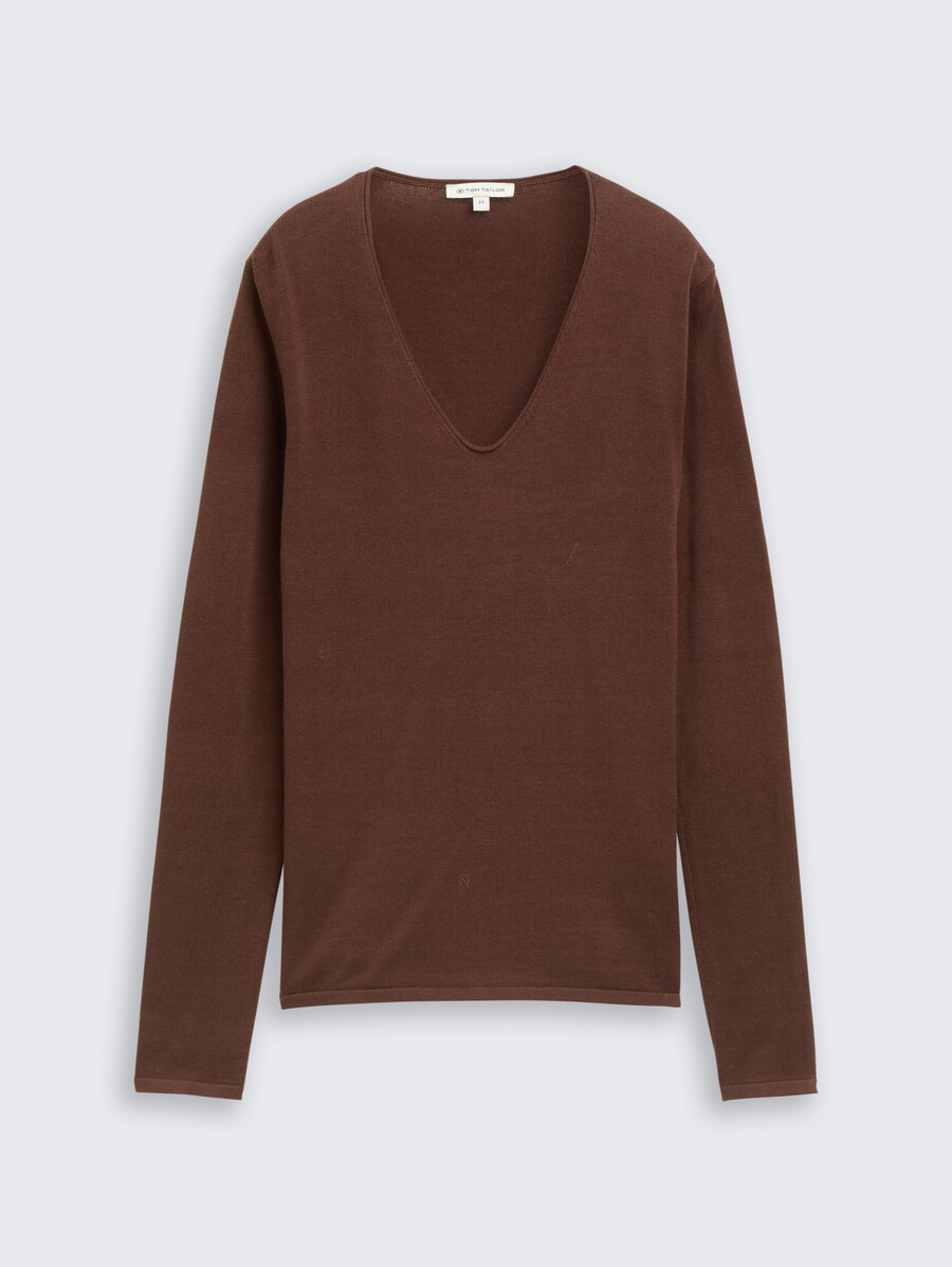 maglione lavorato a maglia con scollo a v