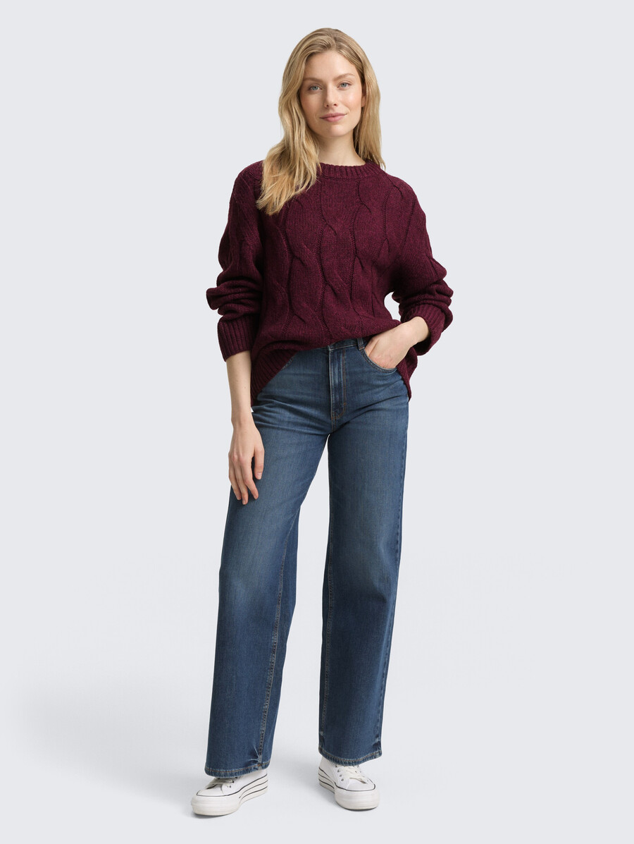 maglione lavorato a maglia ampio con motivo a trecce