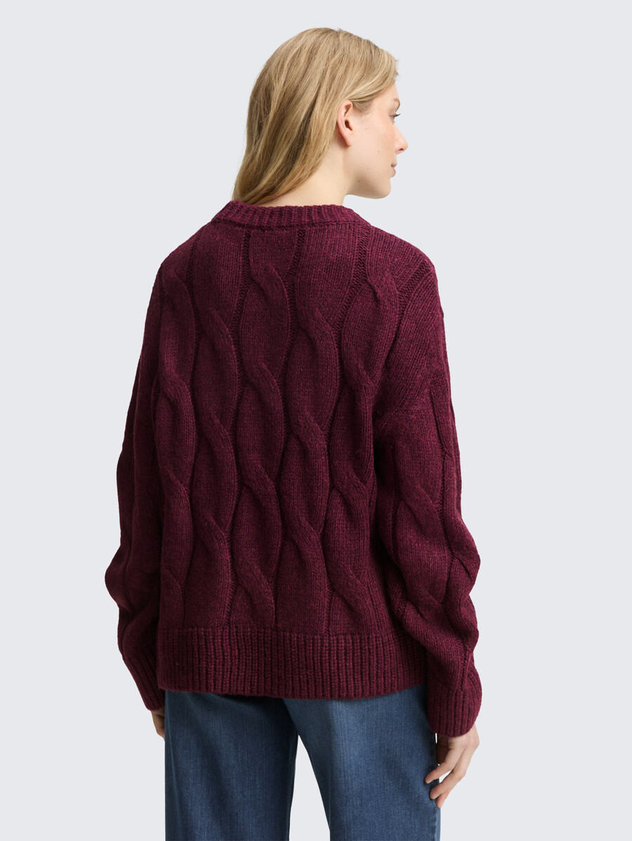 maglione lavorato a maglia ampio con motivo a trecce