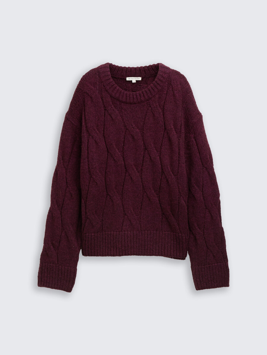maglione lavorato a maglia ampio con motivo a trecce