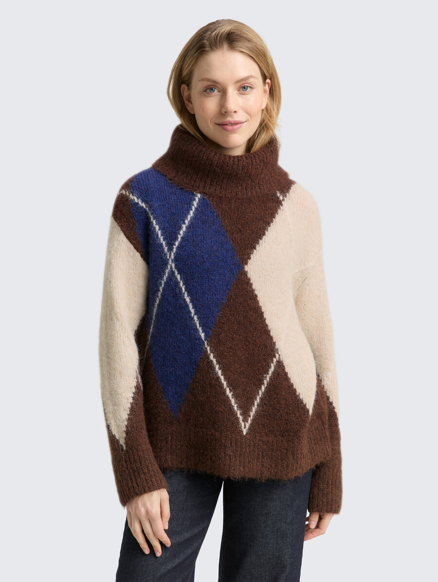 maglione a collo alto oversize con contenuto di lana