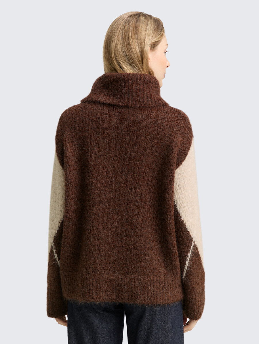 maglione a collo alto oversize con contenuto di lana