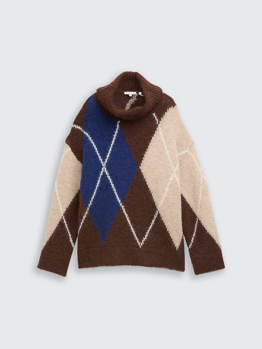 maglione a collo alto oversize con contenuto di lana