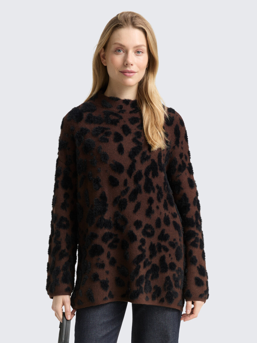 maglione oversize in maglia con stampa leopardata
