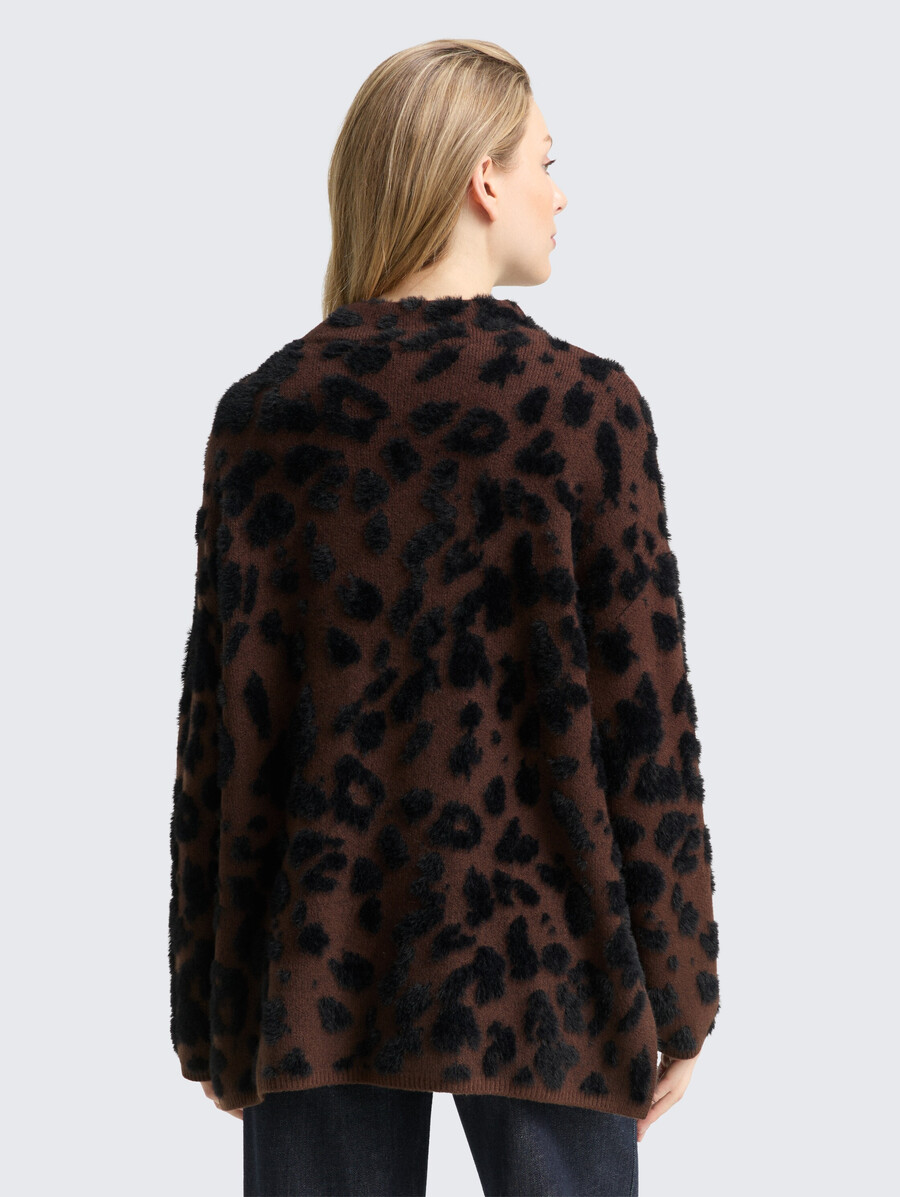 maglione oversize in maglia con stampa leopardata
