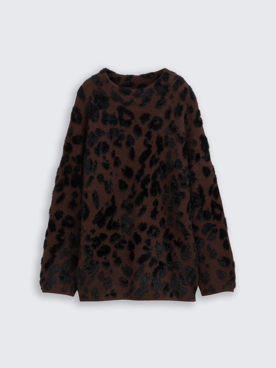 maglione oversize in maglia con stampa leopardata