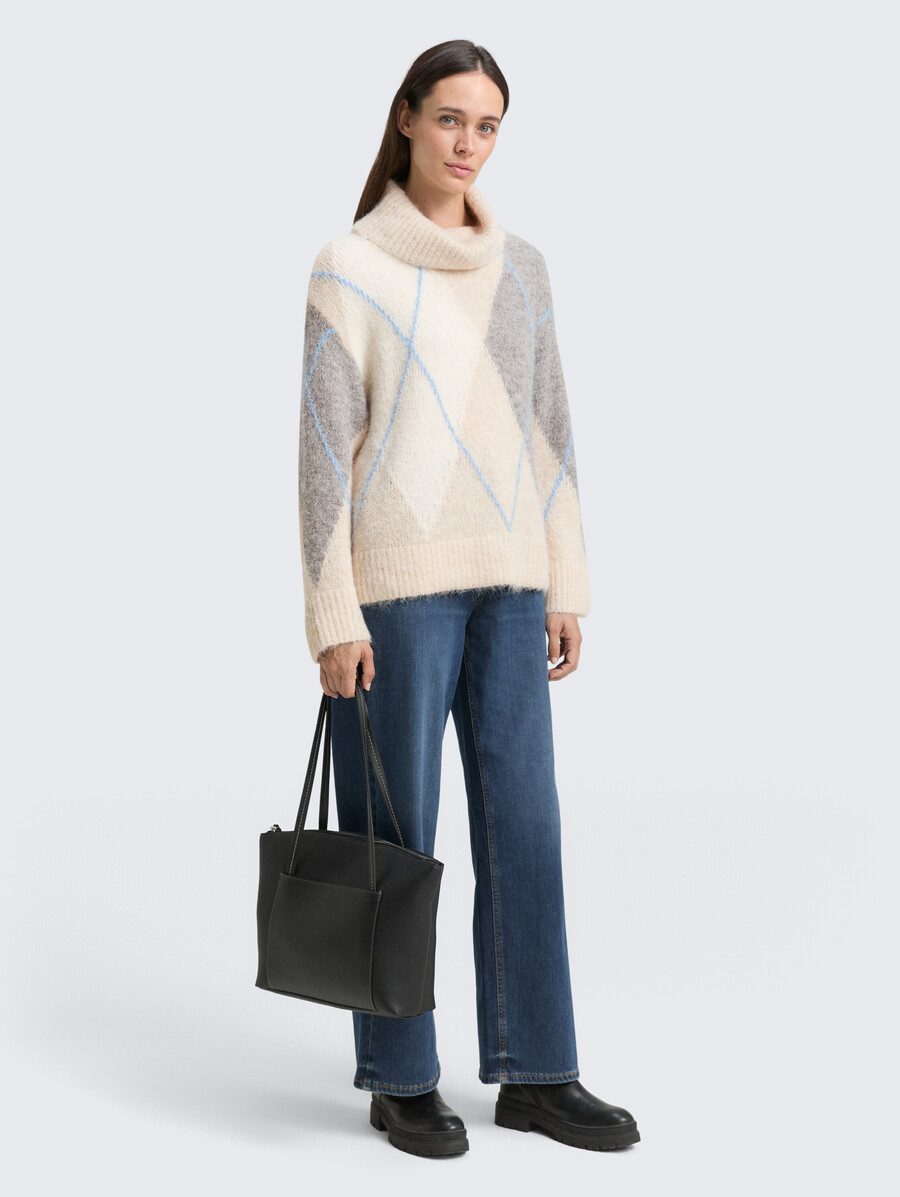 maglione a collo alto oversize con contenuto di lana