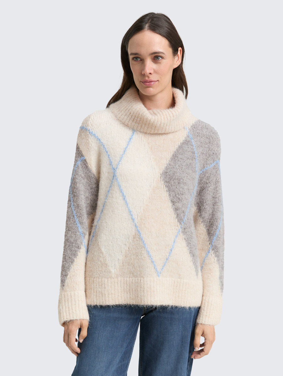 maglione a collo alto oversize con contenuto di lana