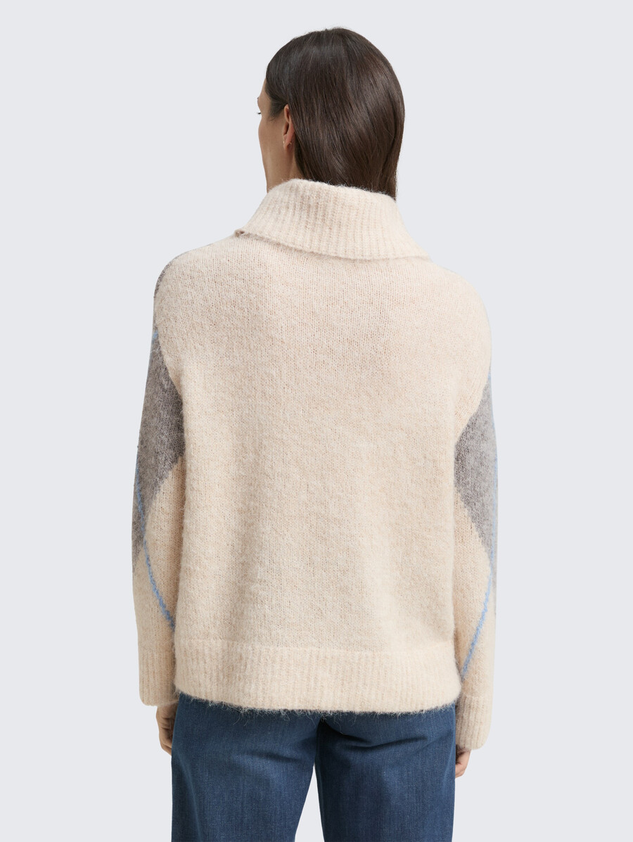 maglione a collo alto oversize con contenuto di lana