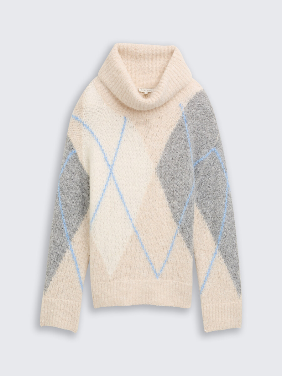 maglione a collo alto oversize con contenuto di lana