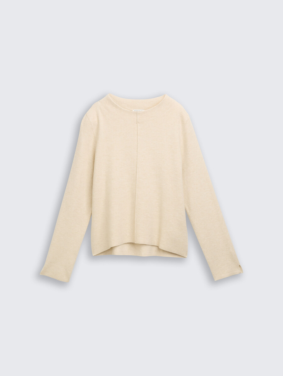 maglione corto in maglia con collo alto