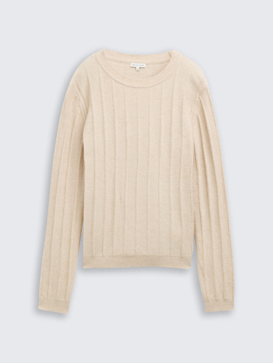 maglione a coste con contenuto di lana