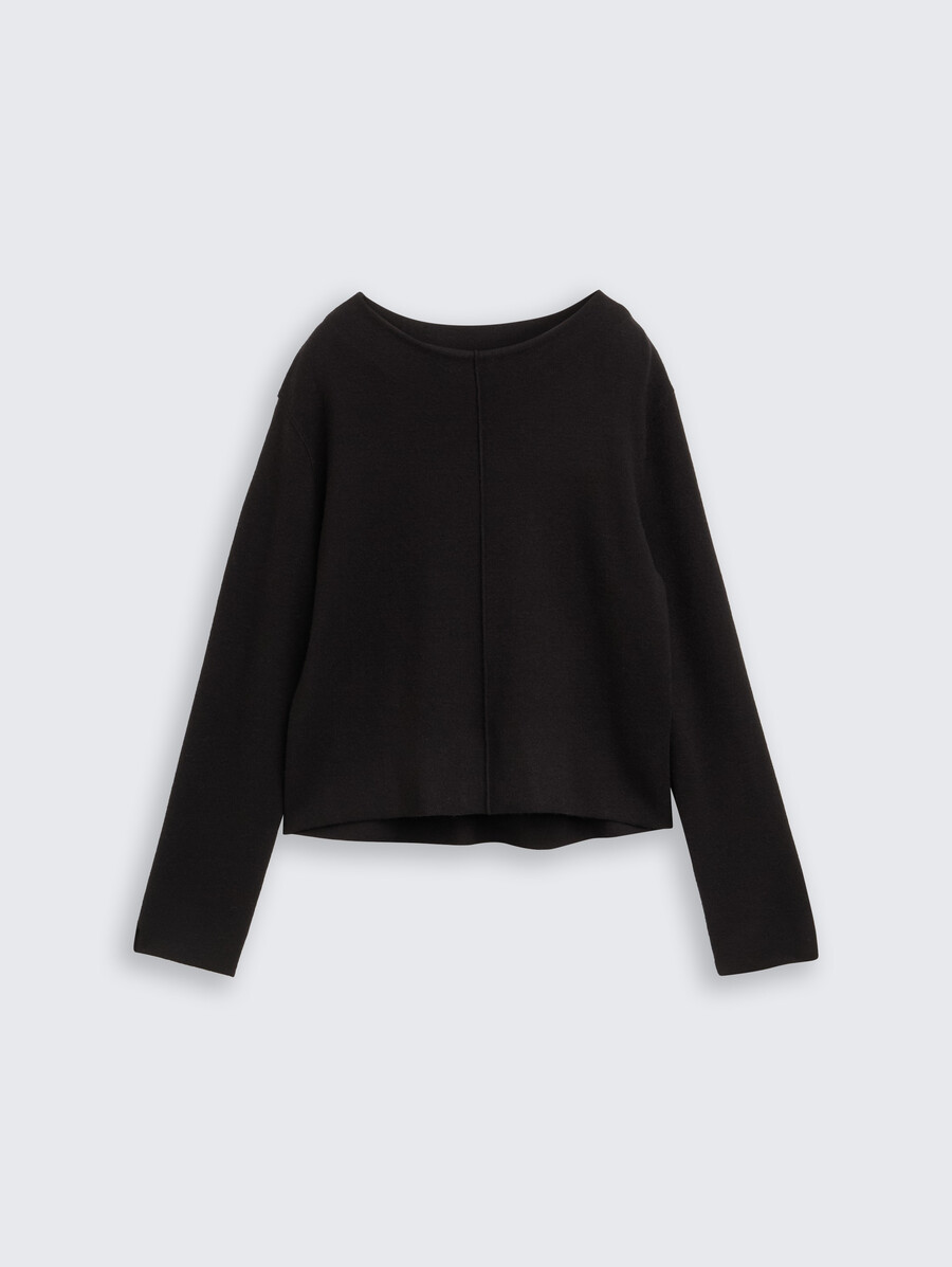 maglione corto in maglia con collo alto