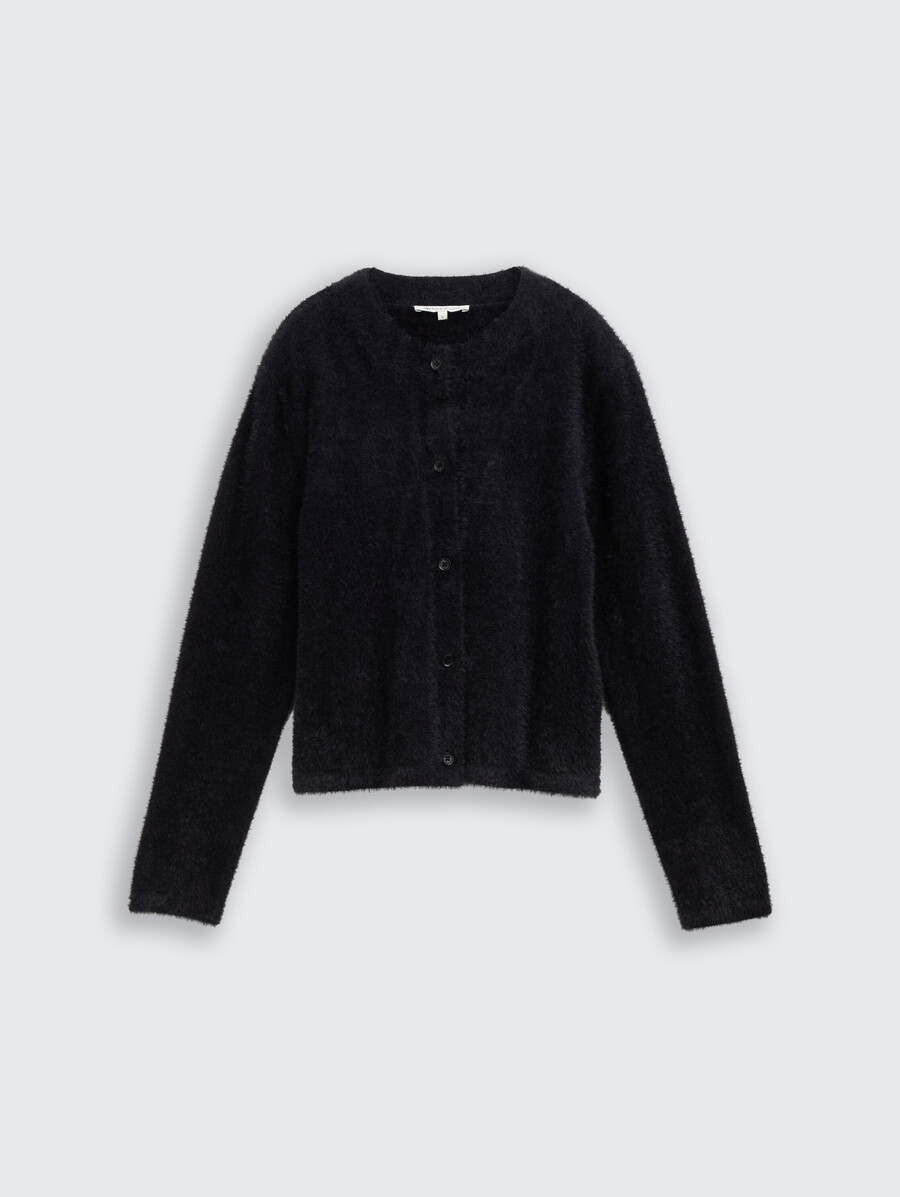 cardigan in filato di piume con cerniera