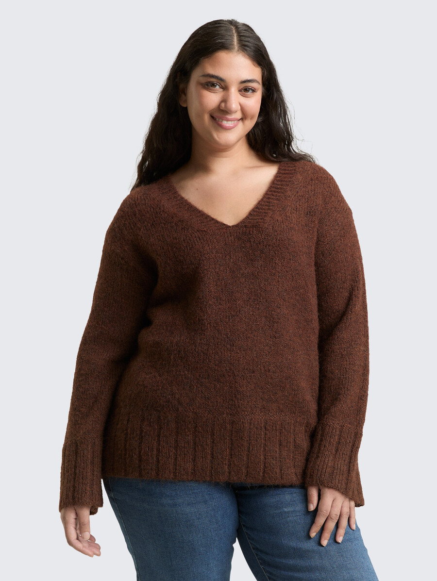 taglie forti - maglione lavorato a maglia con vestibilità ampia e contenuto di lana