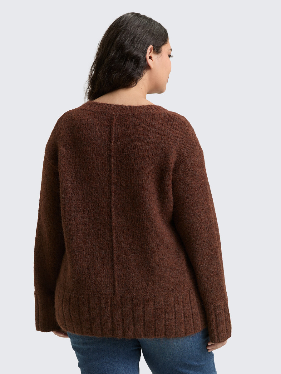 taglie forti - maglione lavorato a maglia con vestibilità ampia e contenuto di lana