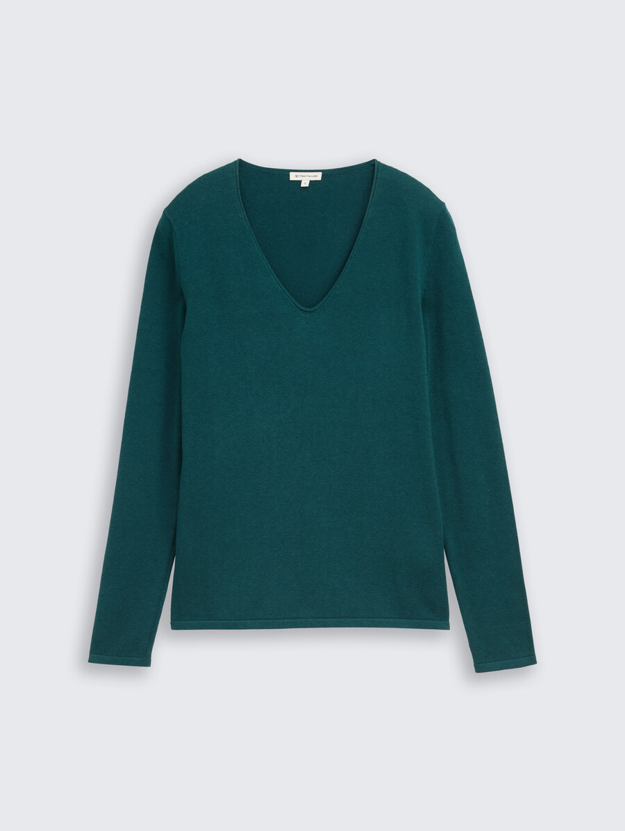 maglione lavorato a maglia con scollo a v