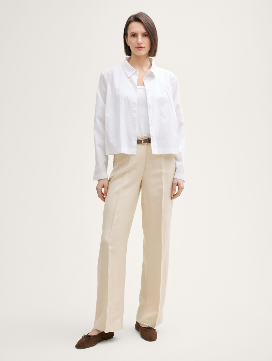 pantaloni a gamba larga ttlea con contenuto di lino