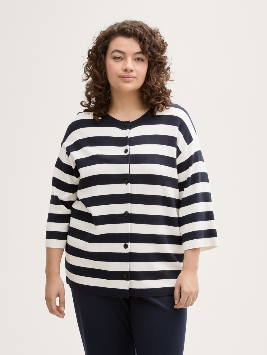 taglie forti - cardigan con motivo a righe