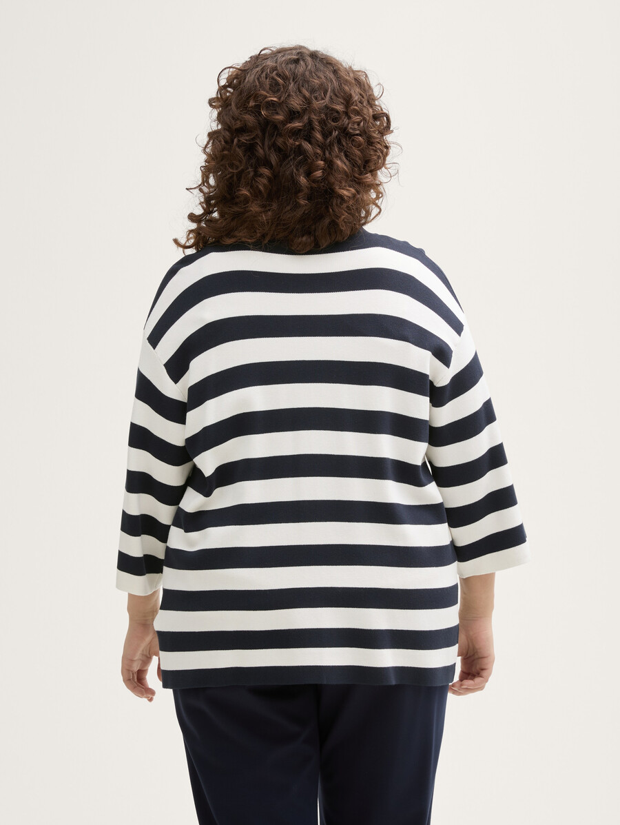 taglie forti - cardigan con motivo a righe