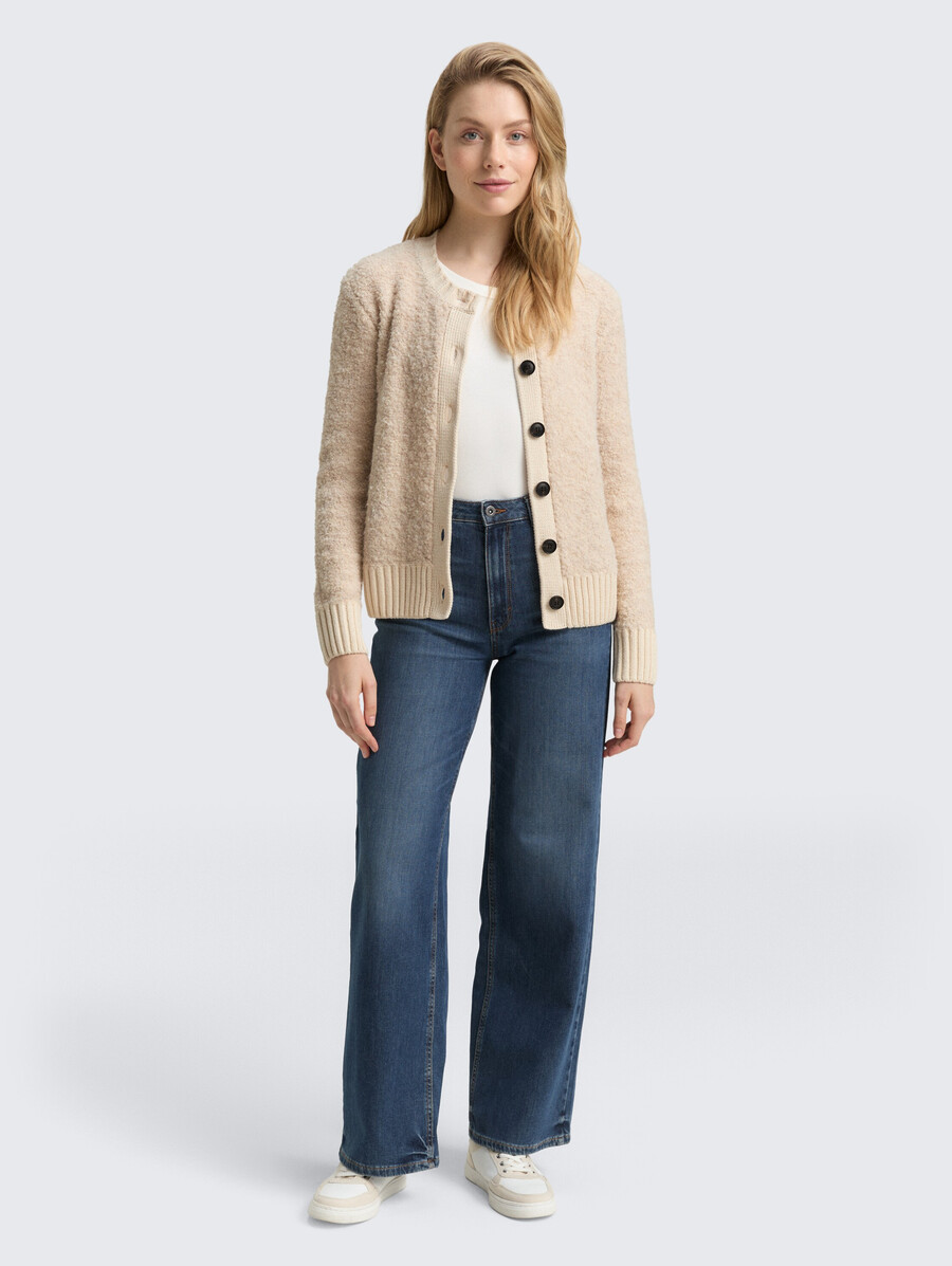 cardigan bouclé con componente di lana