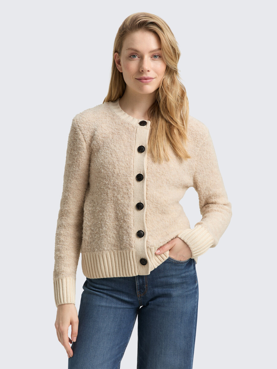 cardigan bouclé con componente di lana