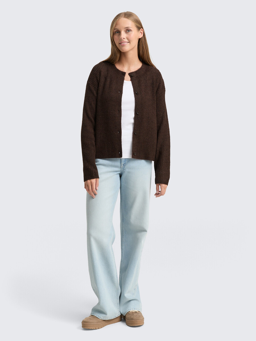 cardigan comodo con scollo rotondo