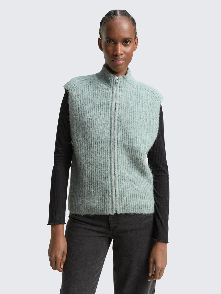 maglione senza maniche con collo alto