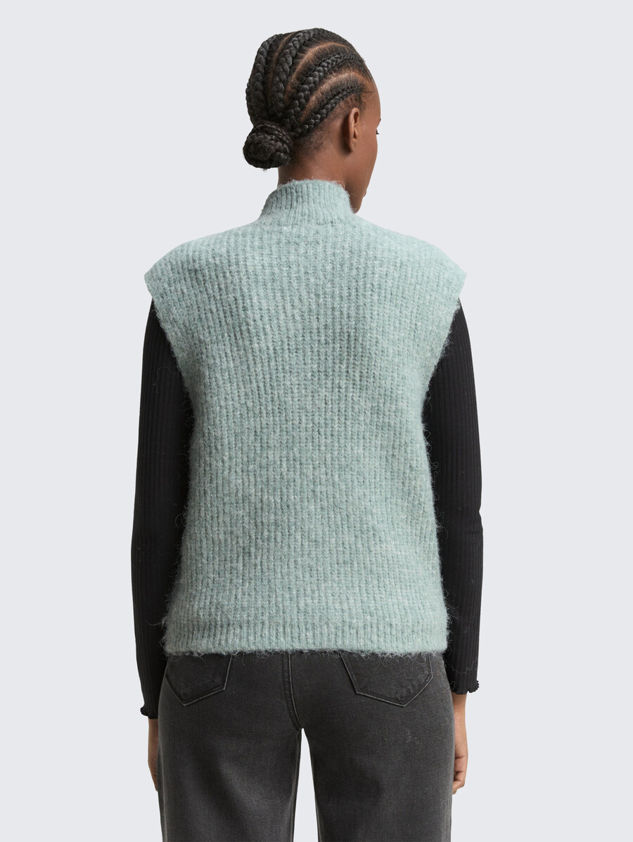 maglione senza maniche con collo alto