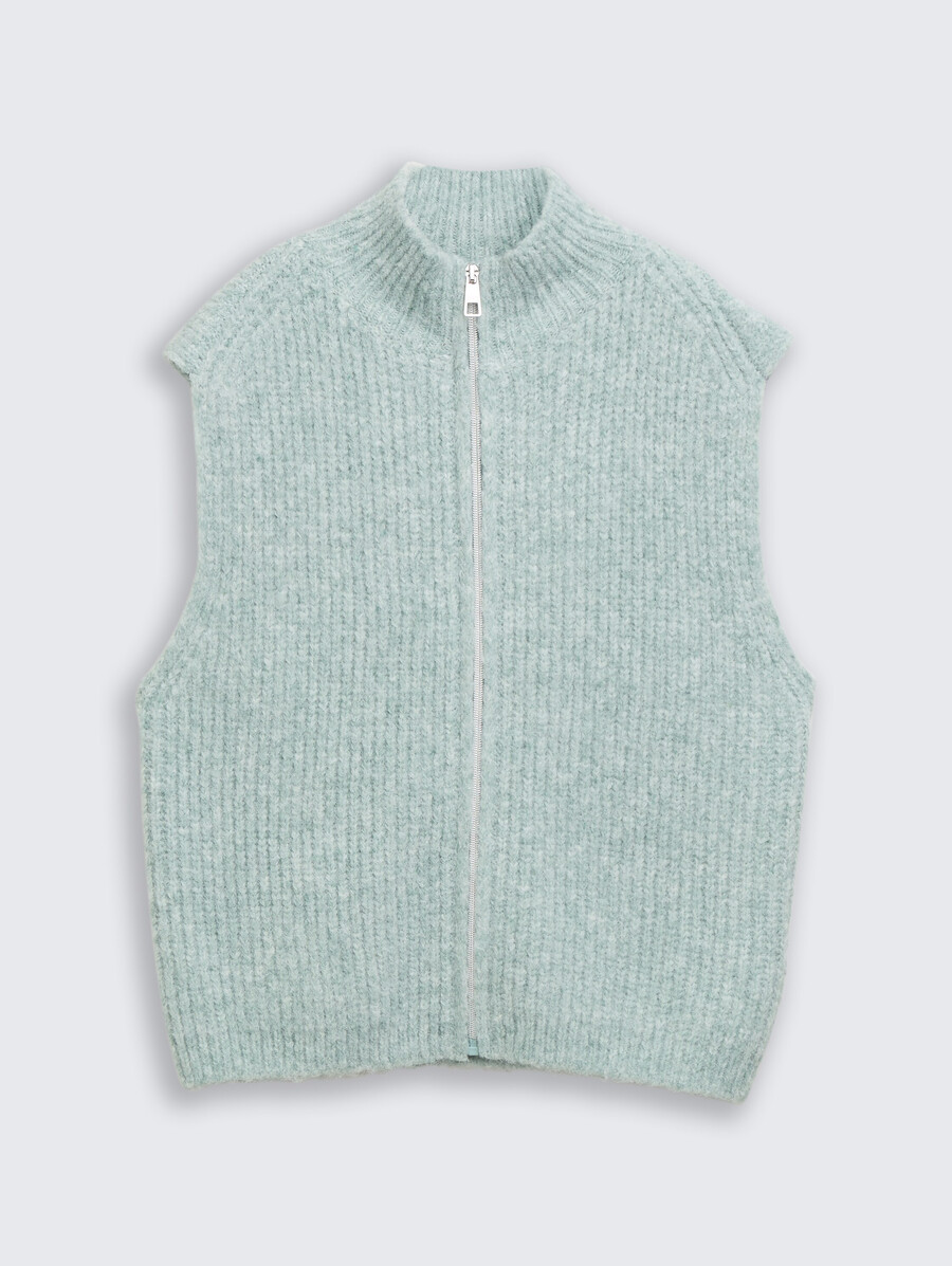 maglione senza maniche con collo alto
