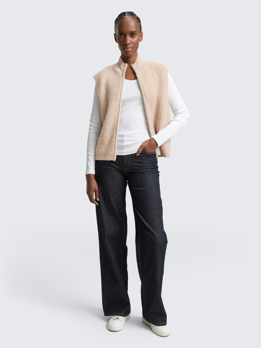 maglione senza maniche con collo alto