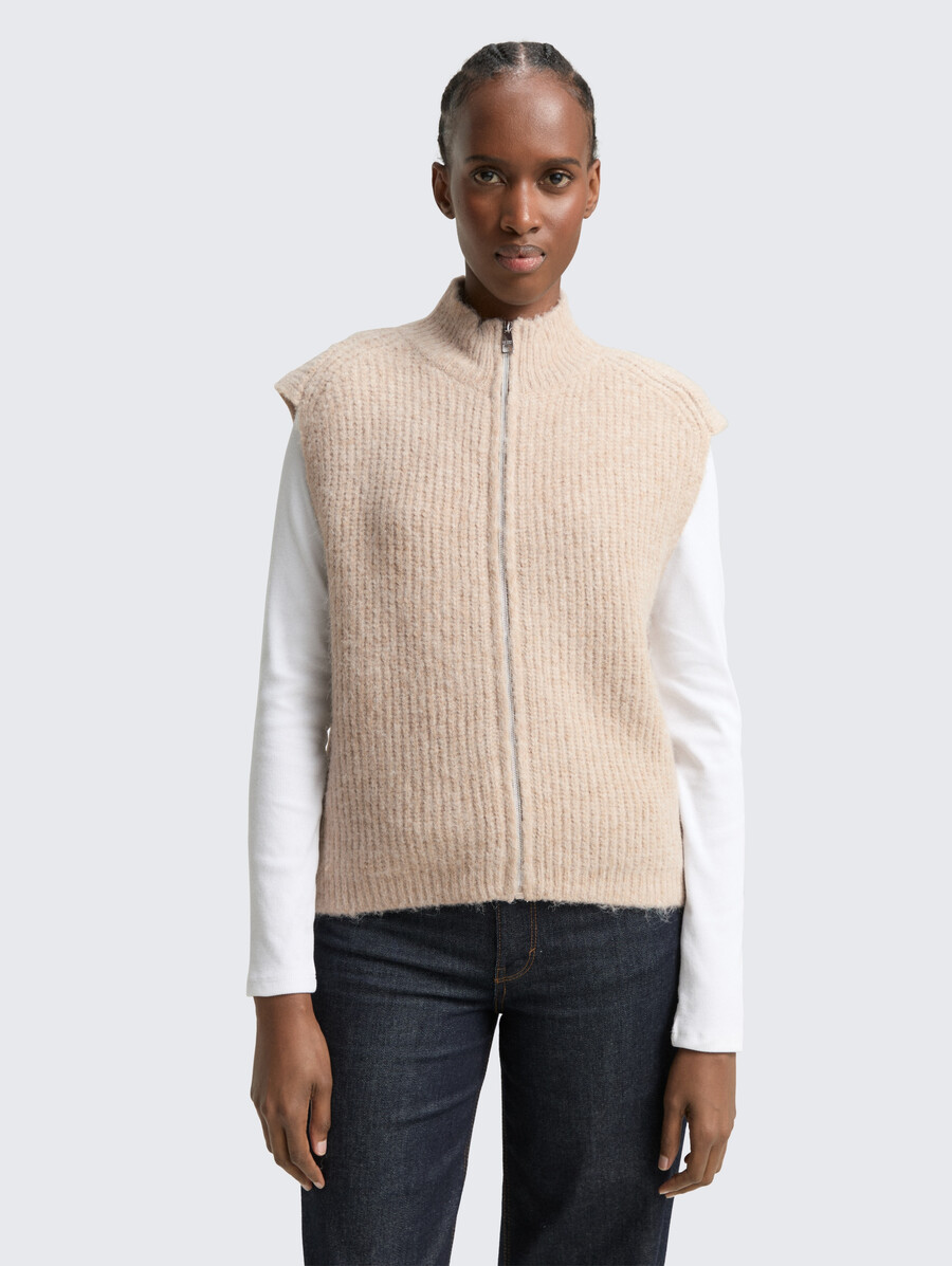 maglione senza maniche con collo alto