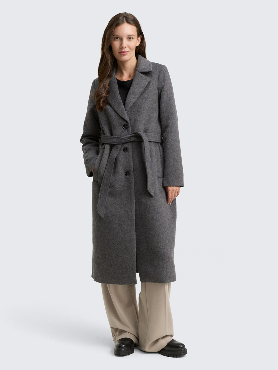 cappotto di lana con cintura
