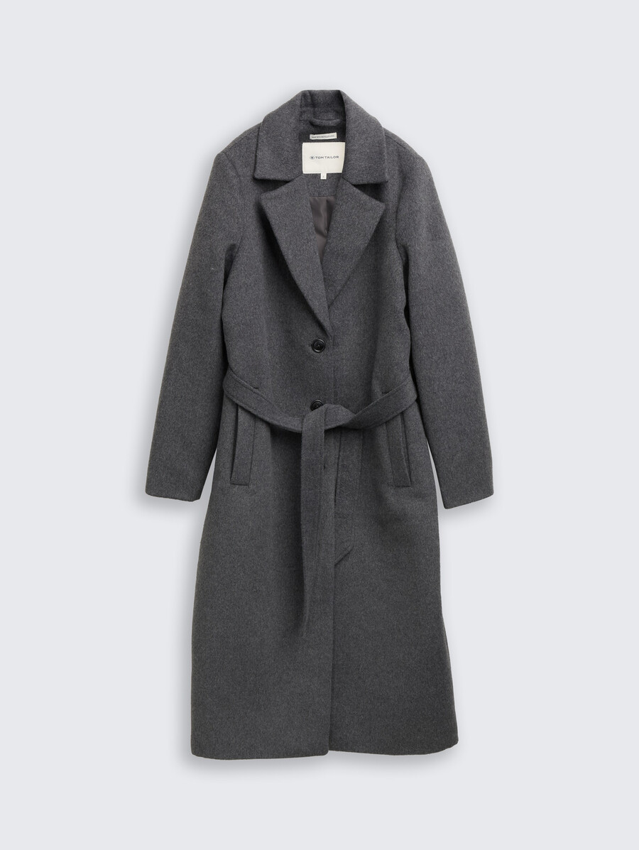 cappotto di lana con cintura