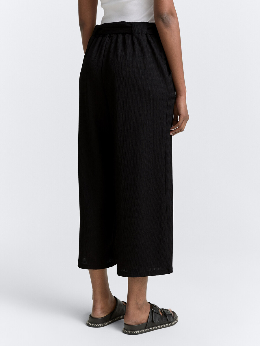 pantaloni culotte a vita alta con cintura annodabile