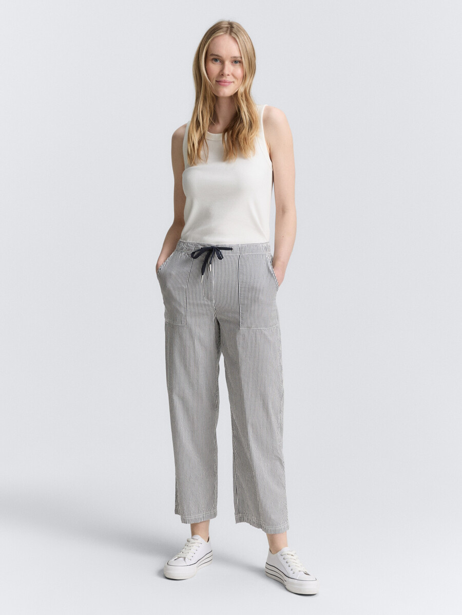 pantaloni culotte in seersucker con coulisse