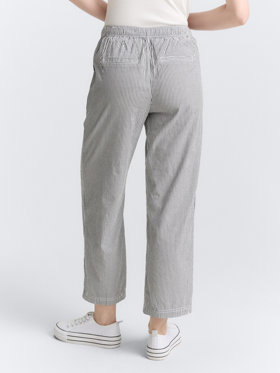 pantaloni culotte in seersucker con coulisse