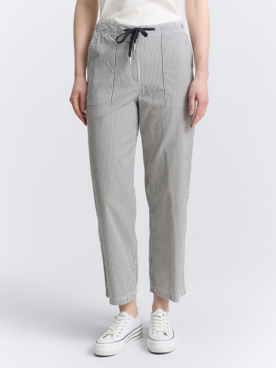 pantaloni culotte in seersucker con coulisse