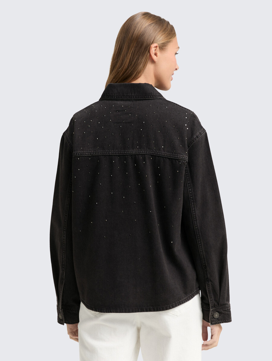 giacca di jeans con strass
