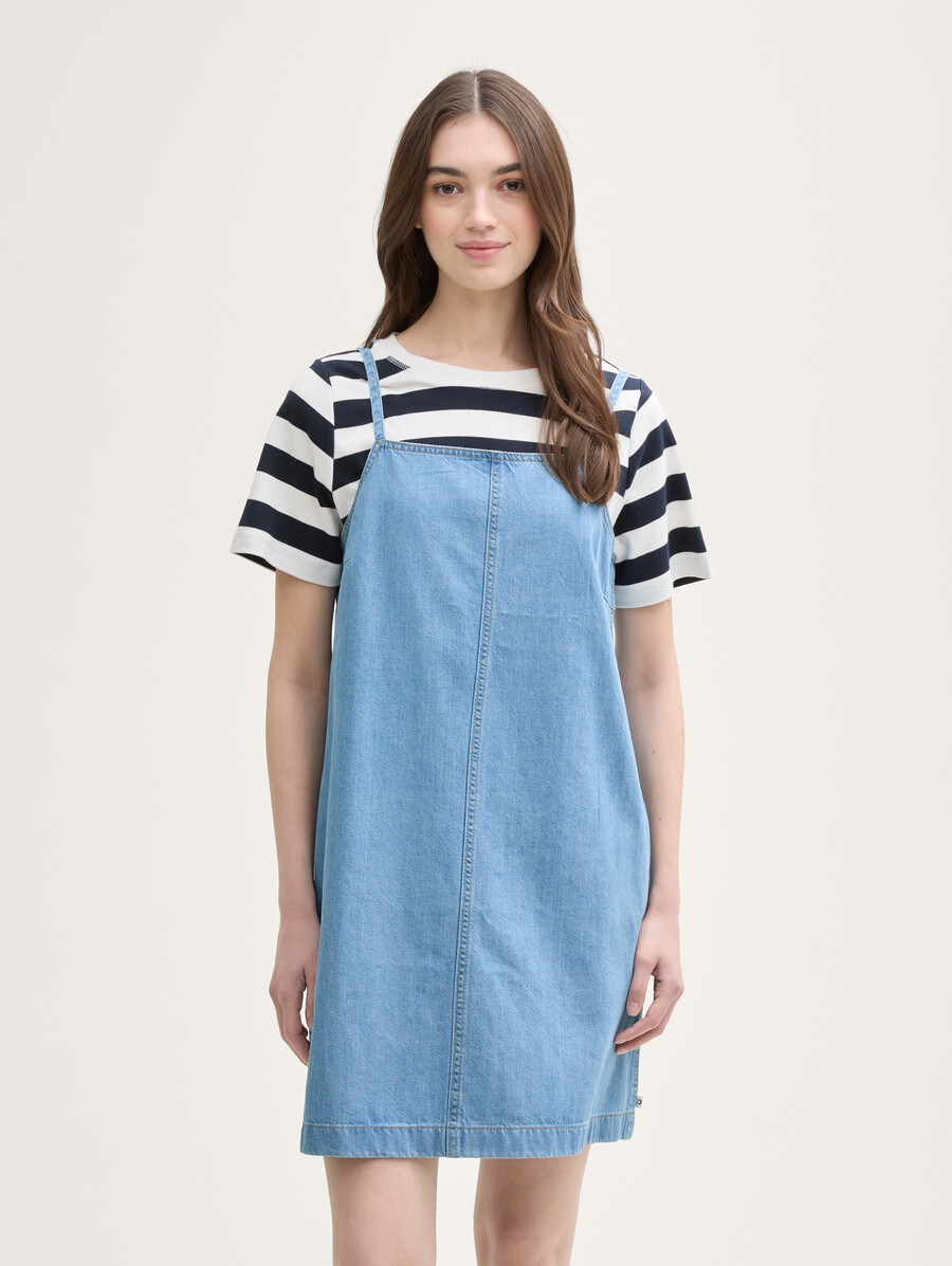 mini abito in denim con tasche a fessura