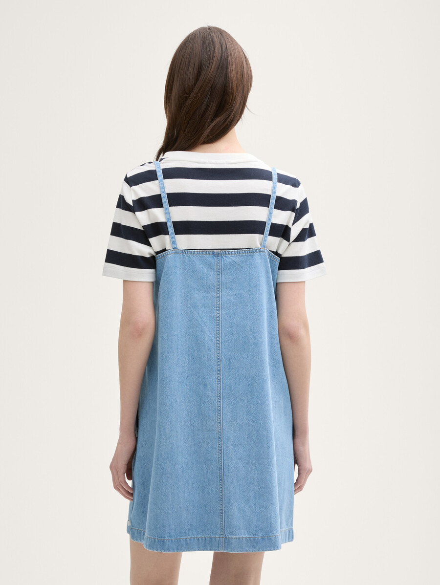 mini abito in denim con tasche a fessura