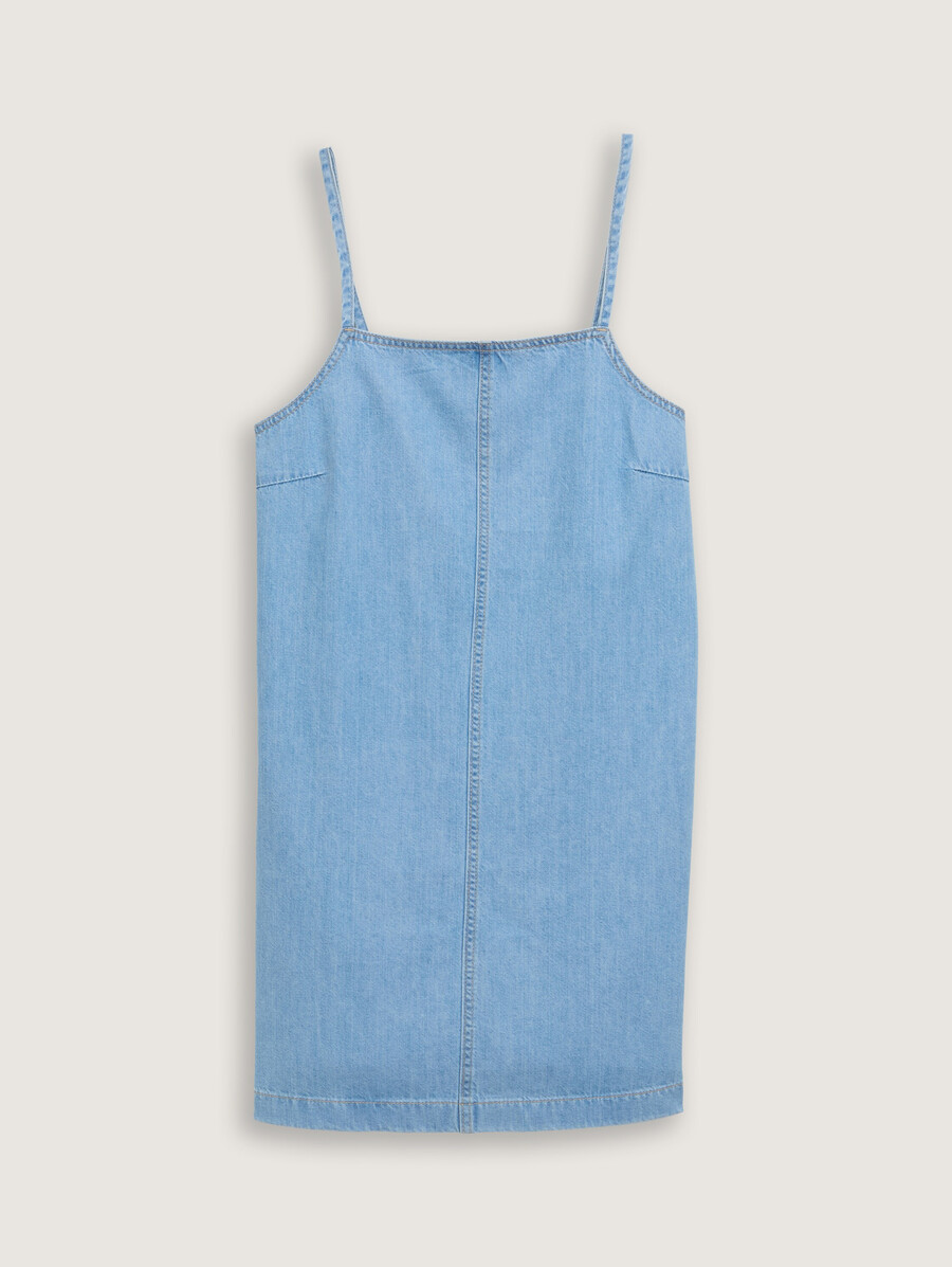 mini abito in denim con tasche a fessura
