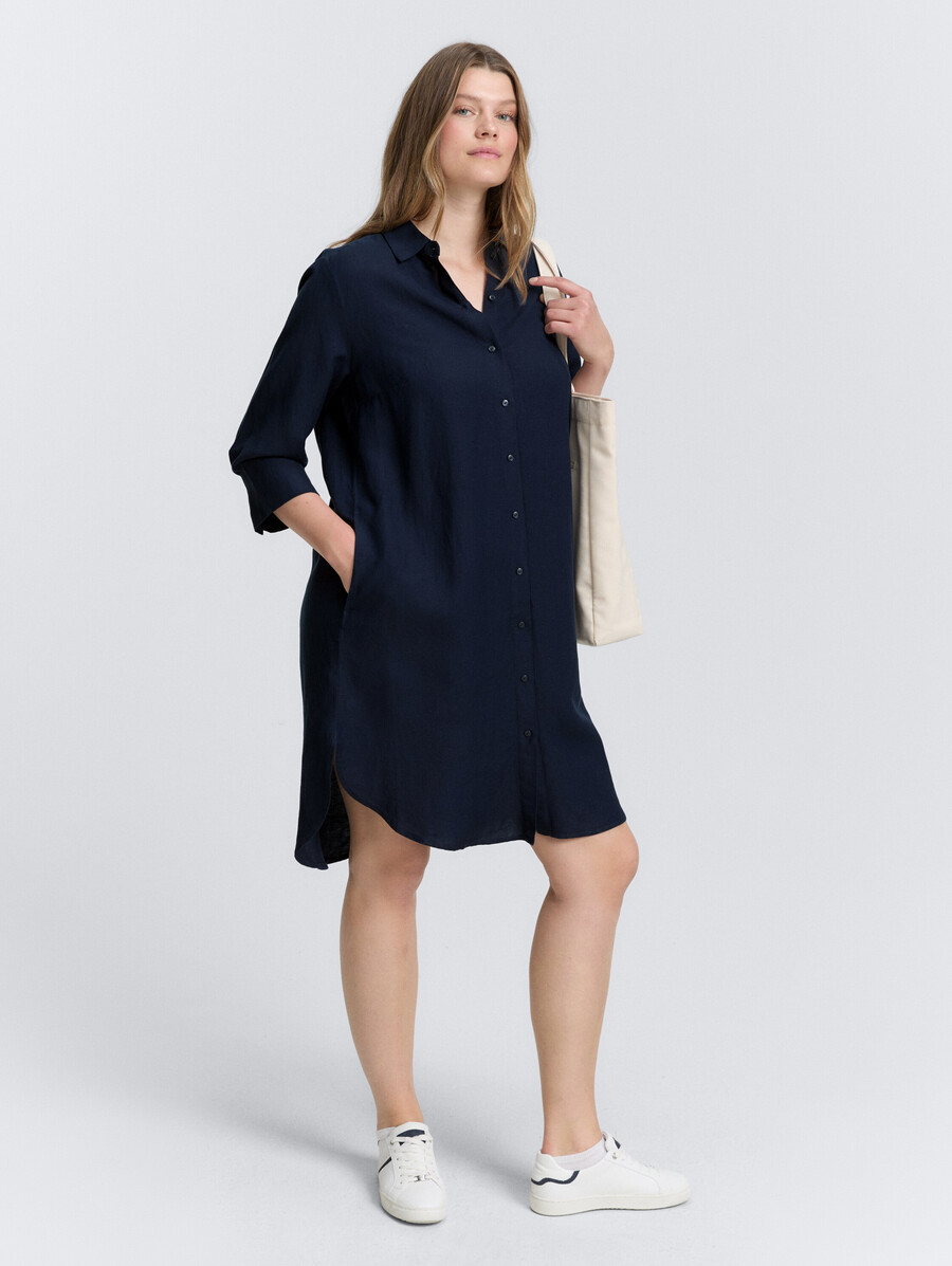 plus size - abito camicetta con contenuto di lino