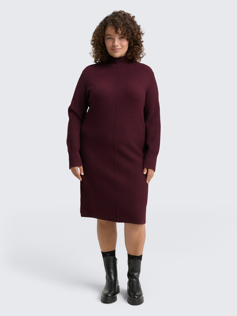 taglie forti - abito in maglia con collo alto