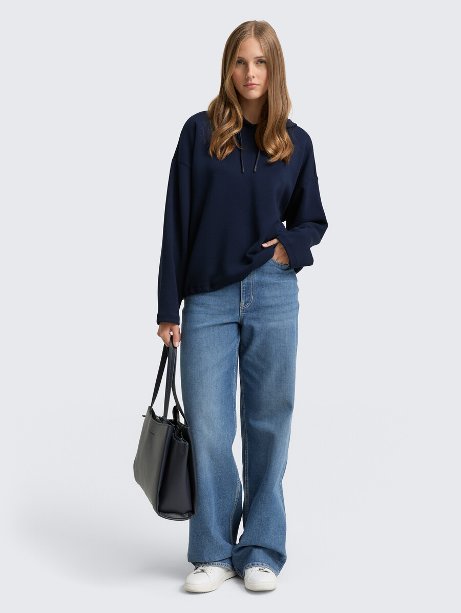 felpa con cappuccio stile scuba dalla vestibilità ampia