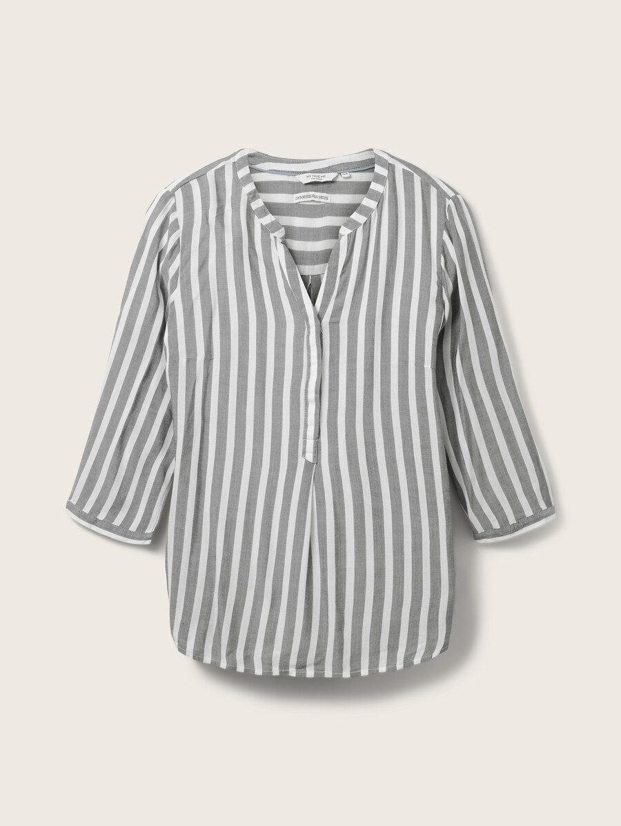 taglie forti - camicetta henley con motivo a righe